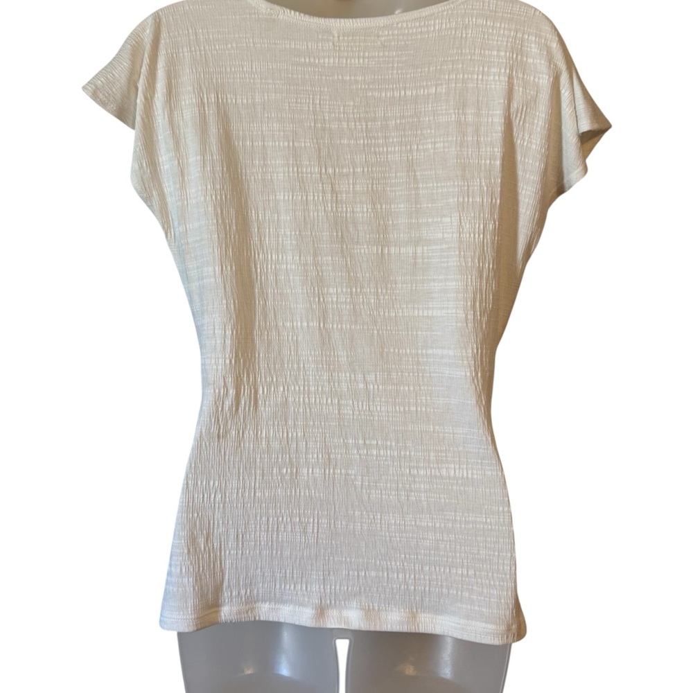 NWT Max Studio Women's Ivory Ruched Top  LARGE   #7 - Picture 4 of 8